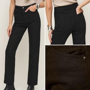 Reformation Cynthia Sz 24 Straight Leg Black Jeans Clean Girl Classic Rocker